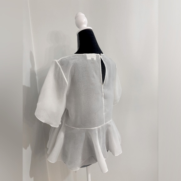 Banana Republic Limited Edition White Floral Sheer Peplum Top Size S - Picture 6 of 10